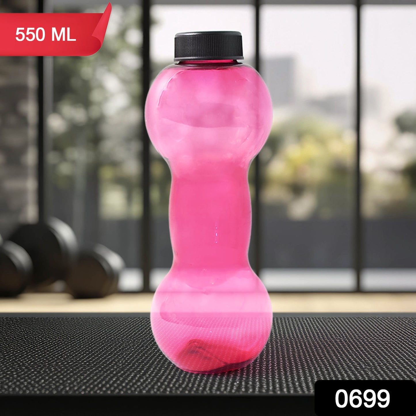 Plastic Dumbbell Shaped Water Bottle 550 ML for Fitness and Daily Hydration